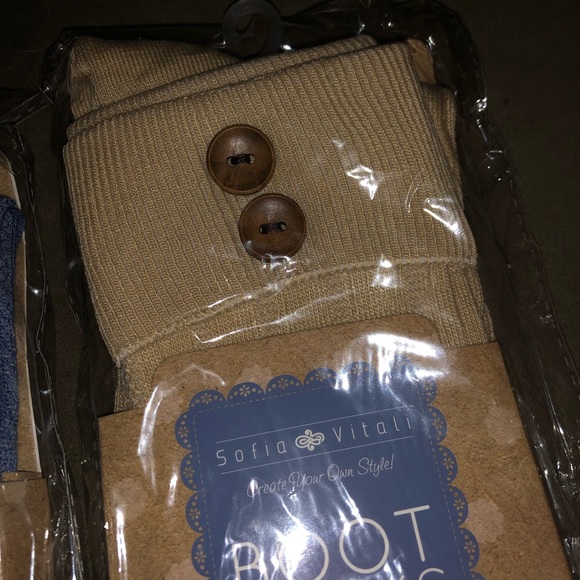 NWT Sofia Vitali Boot Socks Denim & Tan - Picture 5 of 5